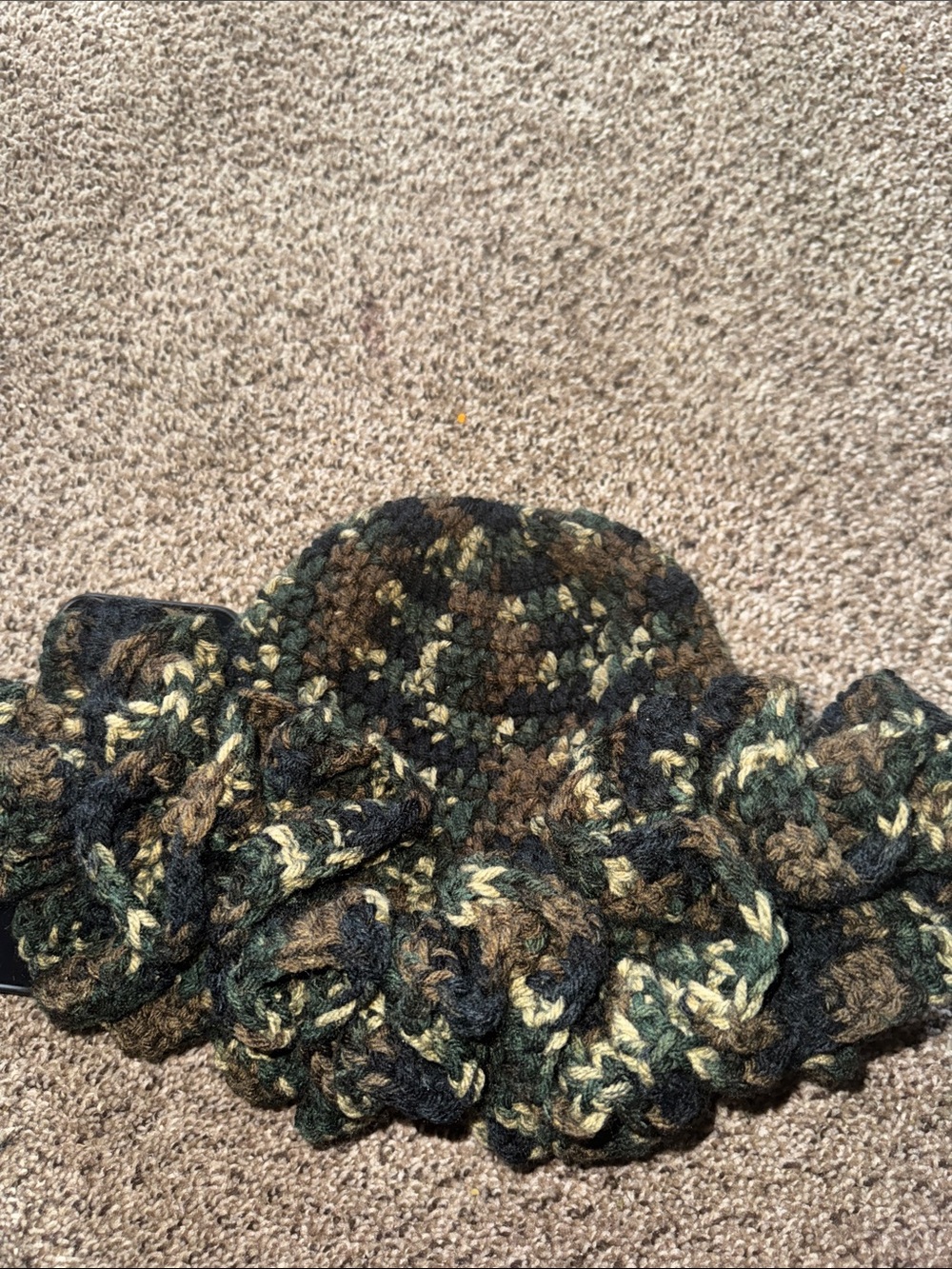 Handmade Crocheted Decorative Bowl Cover in Green and Brown